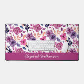 ピンクと紫の水色の花の名フェミニン称 デスクマット (キーボード&マウス)