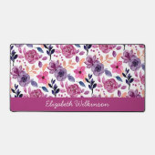 ピンクと紫の水色の花の名フェミニン称 デスクマット (正面)