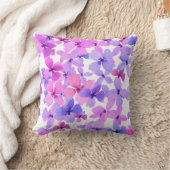 ピンクと紫の水色の花 クッション (ブランケット)