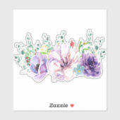 ピンクと紫の水色の花 シール (シート)