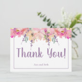 ピンクと紫の水色フローラサンキューカード サンキューカード (スタンド正面)