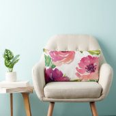 ピンクと紫の水色フローラ ランバークッション (椅子)