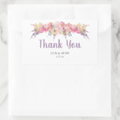 ピンクと紫の水色フローラ 長方形シール (バッグ)