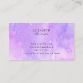 ピンクと紫の水色。ラベンダーカードモダン 名刺 (裏面)
