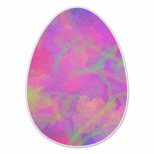 ピンクと紫の油色彩の鮮やかイースターエッグ シール (正面)