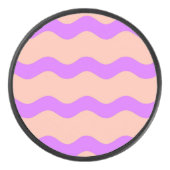 ピンクと紫の波のパターン アイスホッケーパック (正面)
