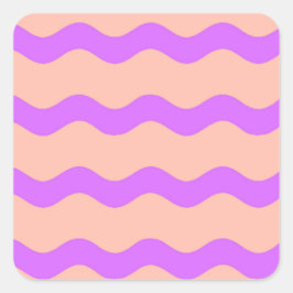 ピンクと紫の波のパターン スクエアシール