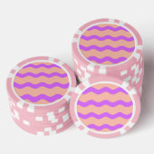 ピンクと紫の波のパターン ポーカーチップ (積み重ね)