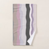 ピンクと紫の波状のストライプ バスタオルセット (ハンドタオル)