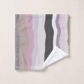 ピンクと紫の波状のストライプ バスタオルセット (ウォッシュタオル)