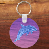 ピンクと紫の海の青いグリッターイルカ キーホルダー (正面)