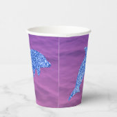 ピンクと紫の海の青いグリッターイルカ 紙コップ (右)