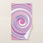 ピンクと紫の渦巻きパターン バスタオルセット (ハンドタオル)