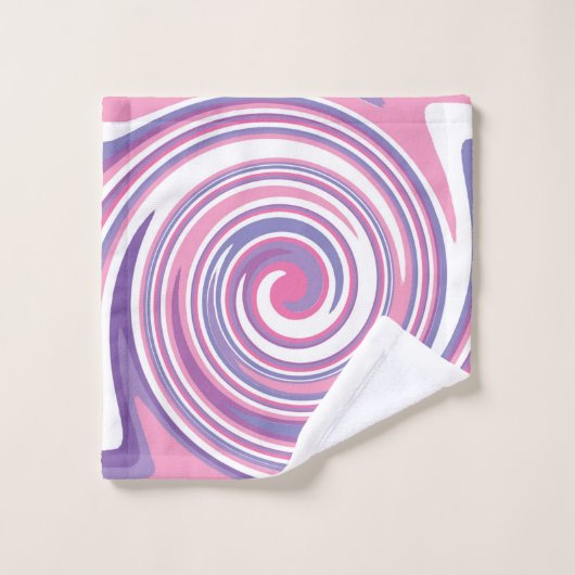 ピンクと紫の渦巻きパターン バスタオルセット (ウォッシュタオル)