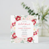 ピンクと紫の牡丹の花のブライダルシャワー 招待状 (スタンド正面)