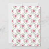ピンクと紫の牡丹の花のブライダルシャワー 招待状 (裏面)