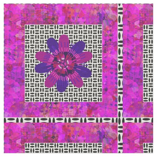ピンクと紫の白黒の花の花びら ファブリック (クローズアップ)
