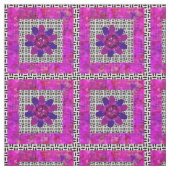 ピンクと紫の白黒の花の花びら ファブリック (見本)