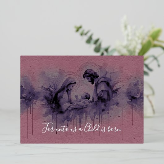 ピンクと紫の神聖な家族 箔シーズンカード (立ち正面)