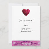 ピンクと紫の窓の白い鳩のウェディングモノグラム 招待状 (裏面)