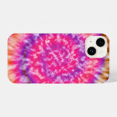 ピンクと紫の絞り染め iPhoneケース (裏面横)