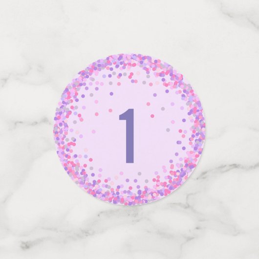 ピンクと紫の色の紙吹雪デコール誕生日 コンフェッティ (スモール正面)