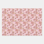 ピンクと紫の色合いの洗練されたフローラ ラッピングペーパーシート (正面3)