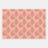 ピンクと紫の色合いの洗練されたフローラ ラッピングペーパーシート (正面2)