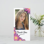ピンクと紫の花ありがとうフォトカード サンキューカード (スタンド正面)