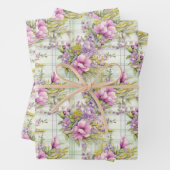 ピンクと紫の花が咲き誇る ラッピングペーパーシート (インサイチュ)