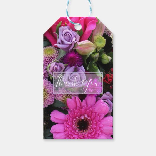 ピンクと紫の花のオーダーメイド ギフトタグ (正面)