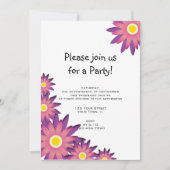 ピンクと紫の花のパーティの招待状 招待状 (正面)