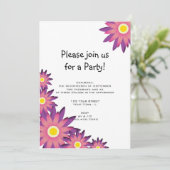 ピンクと紫の花のパーティの招待状 招待状 (スタンド正面)