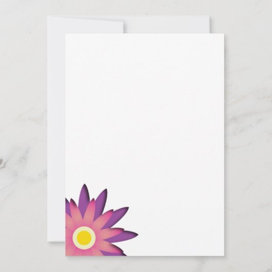 ピンクと紫の花のパーティの招待状 招待状 (裏面)