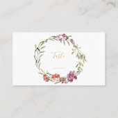 ピンクと紫の花のリーステーブル番号 プレイスカード (裏面)