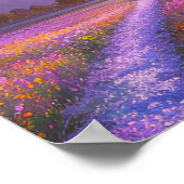 ピンクと紫の花の畑 ポスター (角)