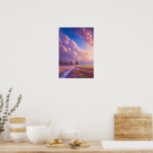 ピンクと紫の花の畑 ポスター (キッチン)