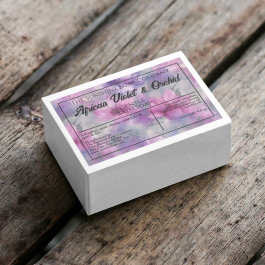 ピンクと紫の花の防水ソープボックスラベル フードラベル