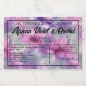 ピンクと紫の花の防水ソープボックスラベル フードラベル (シングルラベル)