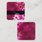 ピンクと紫の花はっきりしたのモダンカスタム芸術 スクエア名刺 (正面/裏面)