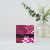 ピンクと紫の花はっきりしたのモダンカスタム芸術 スクエア名刺 (スタンド正面)