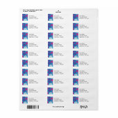 ピンクと紫の花をティール(緑がかった色)ブルー ラベル (フルシート)