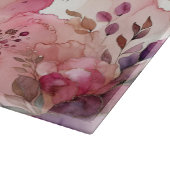 ピンクと紫の花アルコールインクイラストレーション カッティングボード (角)