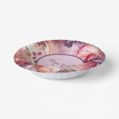 ピンクと紫の花アルコールインクイラストレーション ペーパーボウル (傾斜あり)