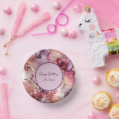 ピンクと紫の花アルコールインクイラストレーション ペーパーボウル (パーティー)