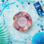 ピンクと紫の花アルコールインクイラストレーション ペーパーボウル (パーティー)