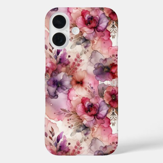 ピンクと紫の花アルコールインクイラストレーション Case-Mate iPhoneケース (裏面)