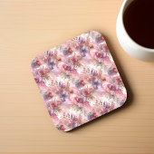 ピンクと紫の花アルコールインク コースター