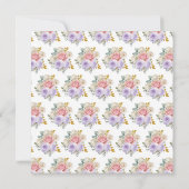 ピンクと紫の花エレガントの誕生日パーティー 招待状 (裏面)