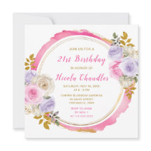 ピンクと紫の花エレガントの誕生日パーティー